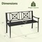 Costway Patio Garden Bench Steel Frame Park Yard Outdoor Furniture Porch Chair Black